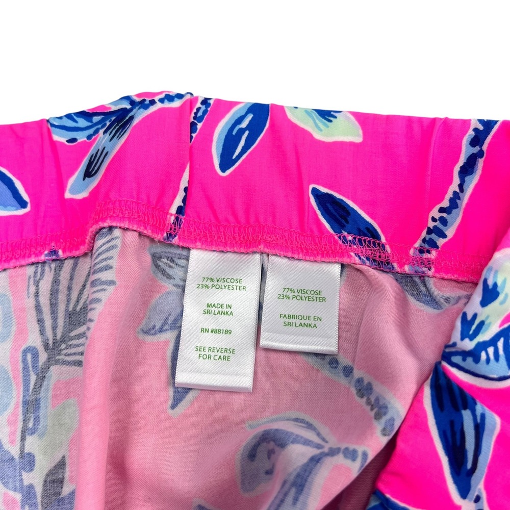 Lilly Pulitzer Bal Harbour Palazzo Pants Pink Blue Elephant Floral Print XL - Picture 5 of 14